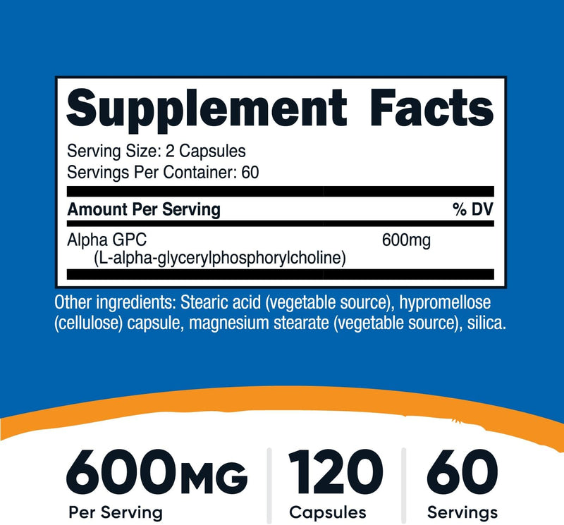 Nutricost Alpha GPC 600mg Capsules - Non-GMO and Gluten Free -  300mg Per Capsule