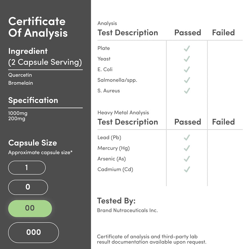 Double Wood Supplements Quercetin with Bromelain 1200mg - 120 Capsules