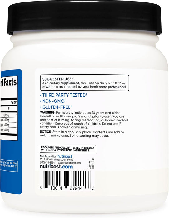 Nutricost BCAA Powder 90 Servings, Unflavoured - Branched Chain Amino Acids