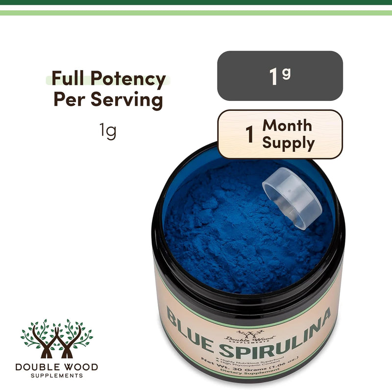 Double Wood Supplements Blue Spirulina Powder 30 serving