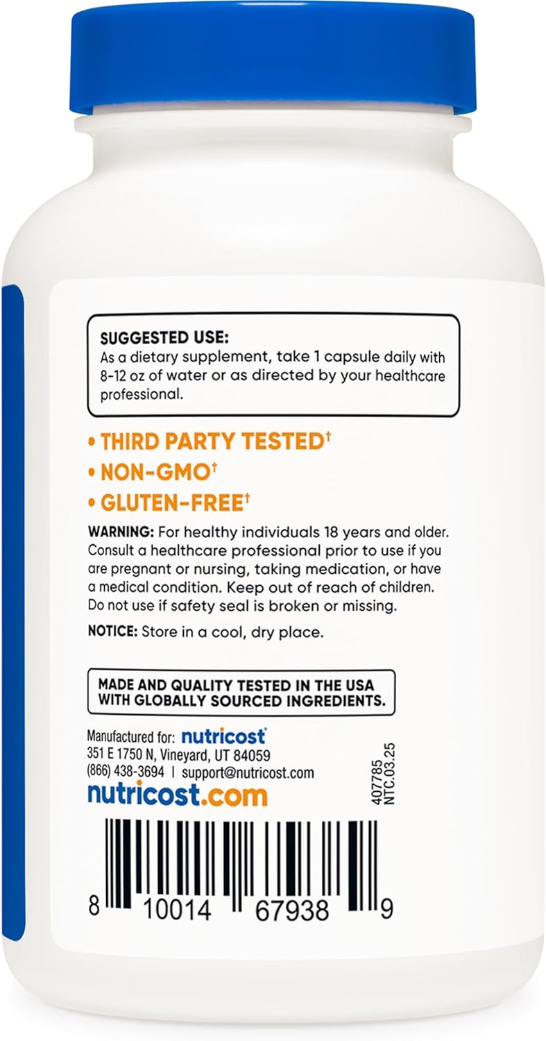 Nutricost L-Tryptophan 500mg, 120 Capsules - with BioPerine, Gluten Free, Non-GMO