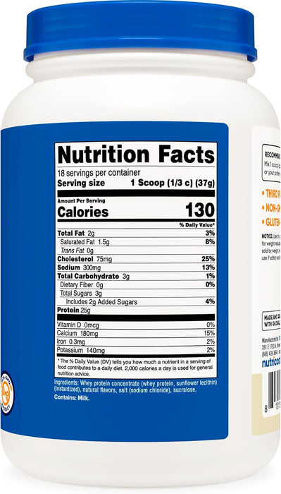 Nutricost Whey Protein Concentrate 1.5lb - 25 Grams of Protein per serving