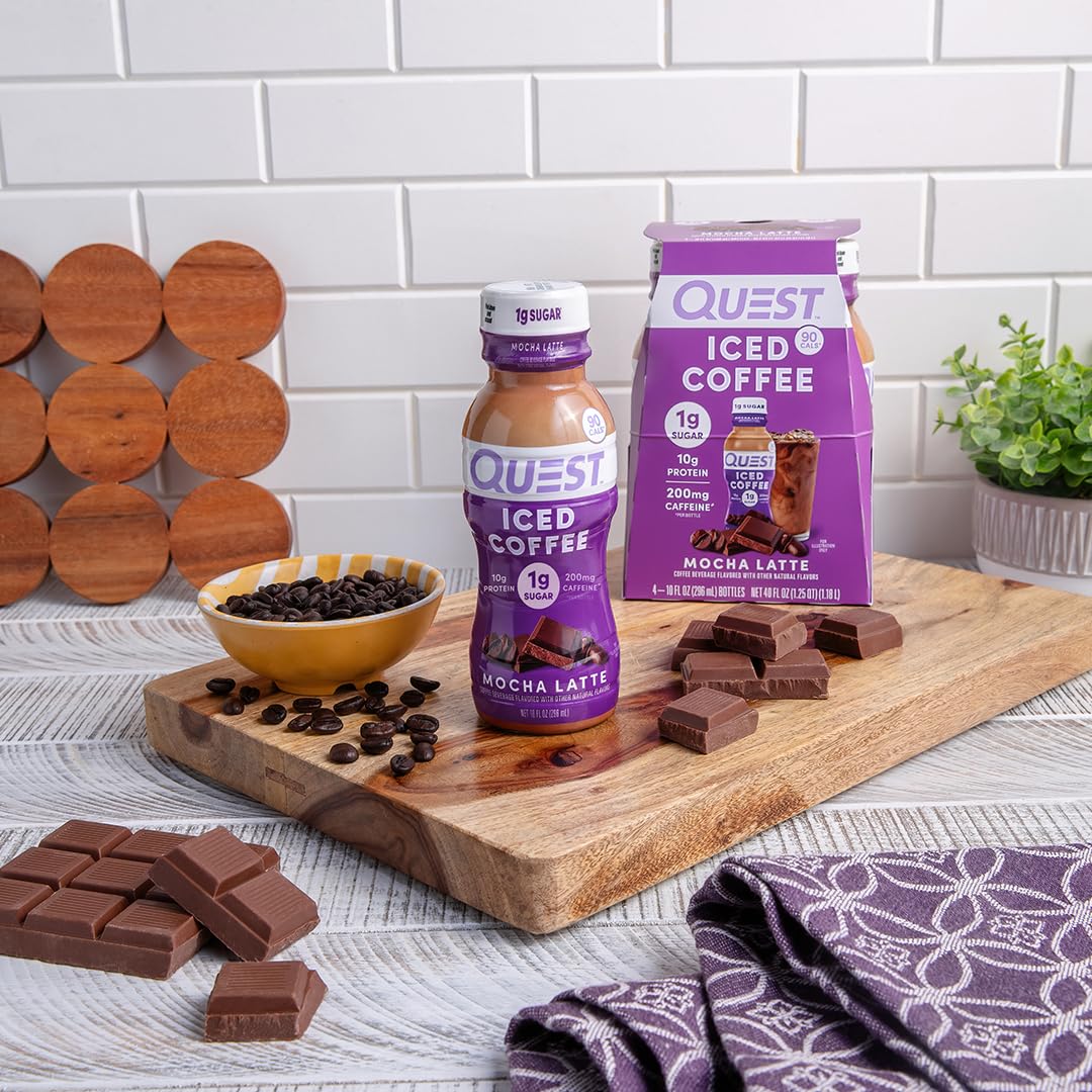 Quest Nutrition Iced Coffee 1g of Sugar, 10g of Protein, 90 calories, 200mg of caffeine - Pack of 12