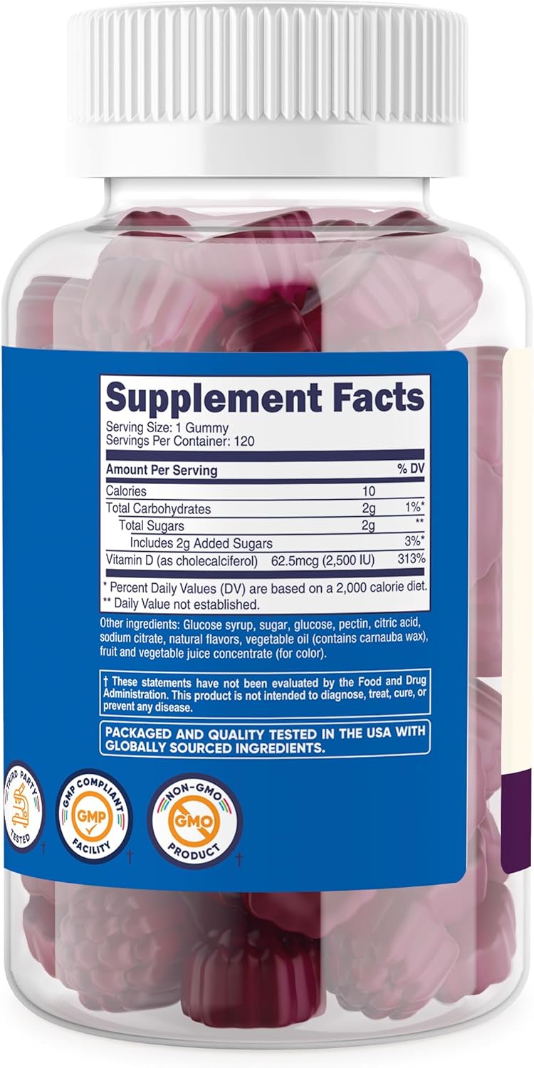 Nutricost Kids Vitamin D3 Mixed Berry Gummies 2,500 IU - 120 Gummies