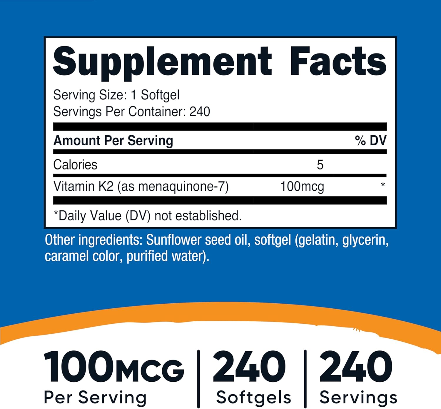Nutricost Vitamin K2 MK-7, 240 Softgels - Gluten Free and Non-GMO