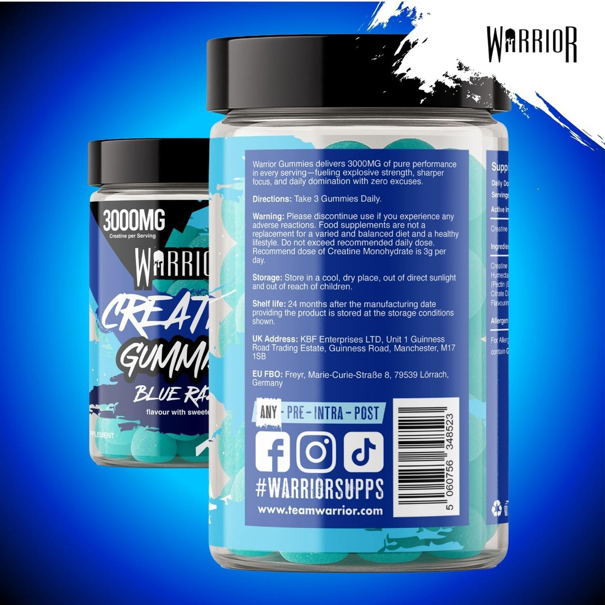 Warrior Creatine Monohydrate 3000mg Blue Razz - 90 Gummies