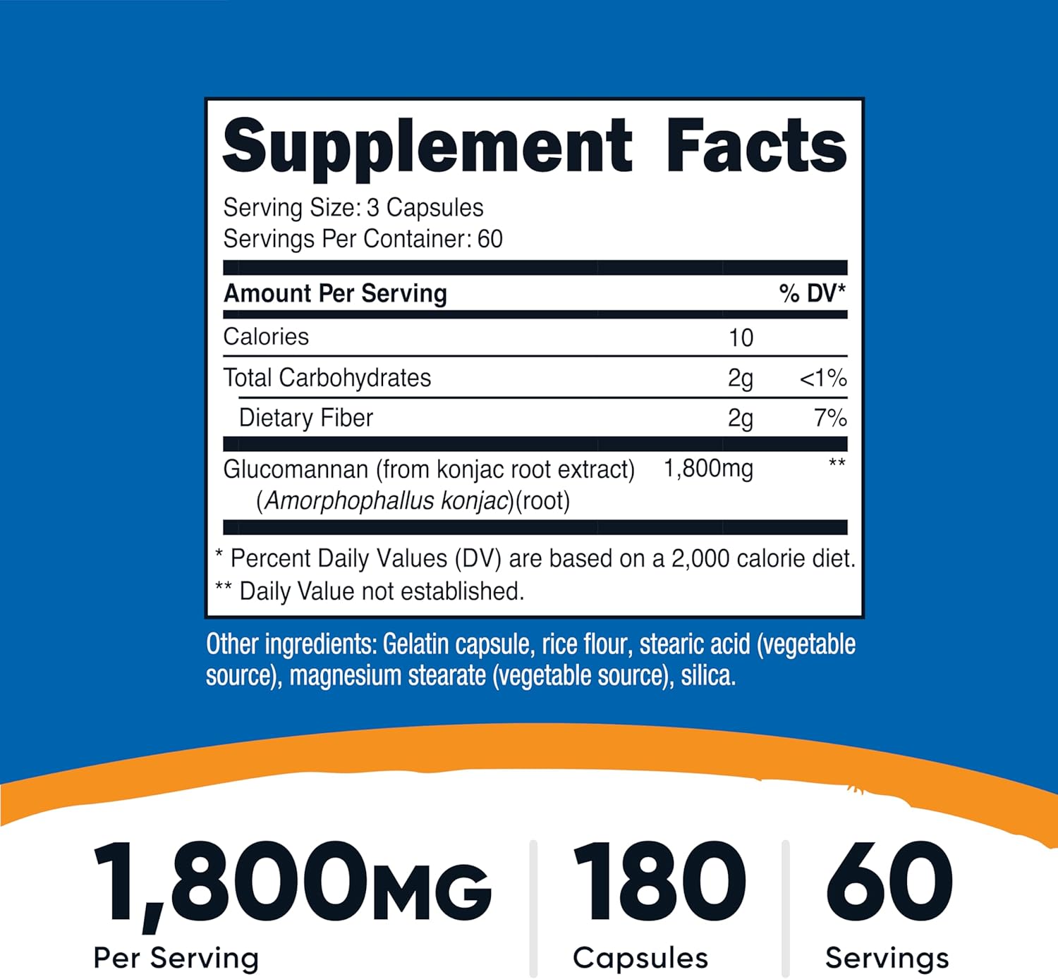 Nutricost Glucomannan Konjac Root Extract - 180 Capsules