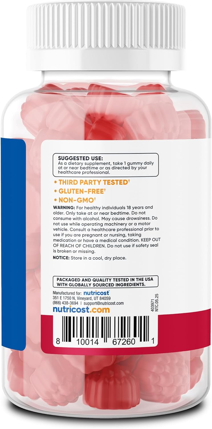 Nutricost Melatonin 5mg Strawberry Flavored Gummies - 180 Gummies