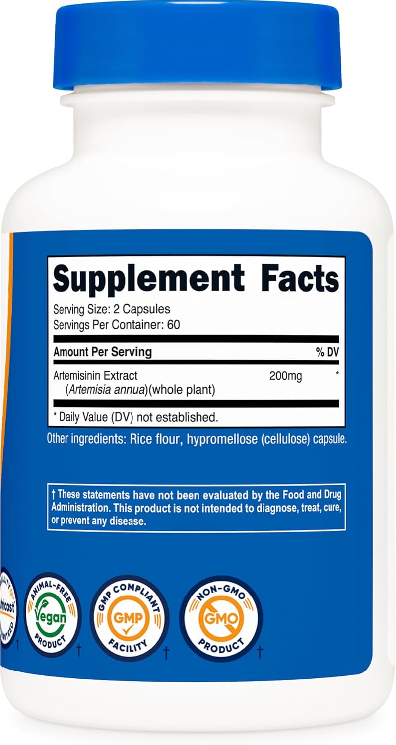 Nutricost Artemisinin 200mg, 120 Vegetarian Capsules - Non-GMO, Gluten Free, 60 Servings
