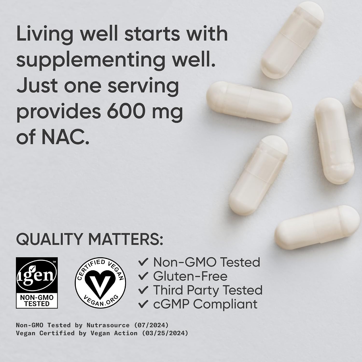Sports Research Vegan NAC (N-Acetyl Cysteine) 600mg - 90 Veggie Capsules