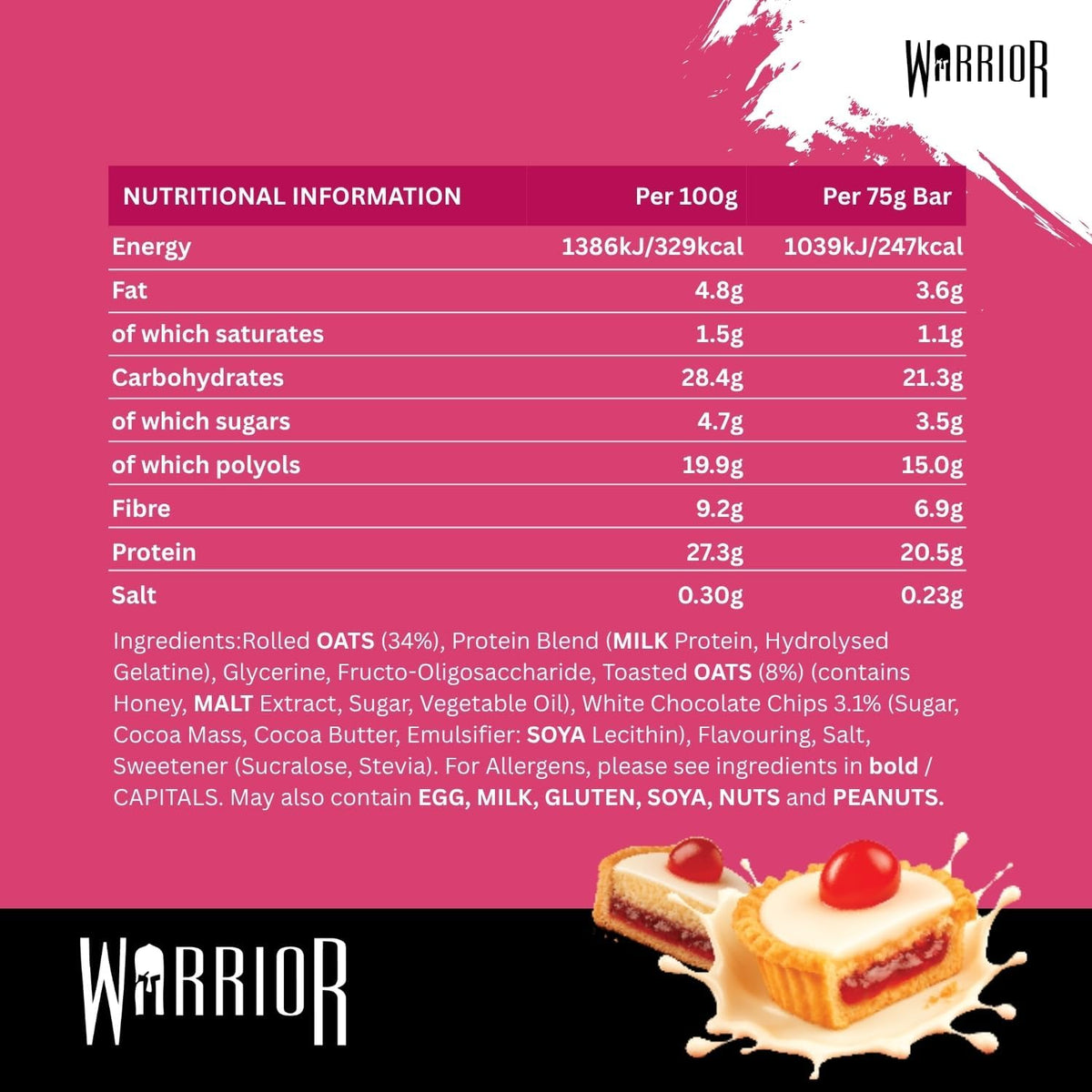Warrior RAW Protein Bars 75g - Pack of 12
