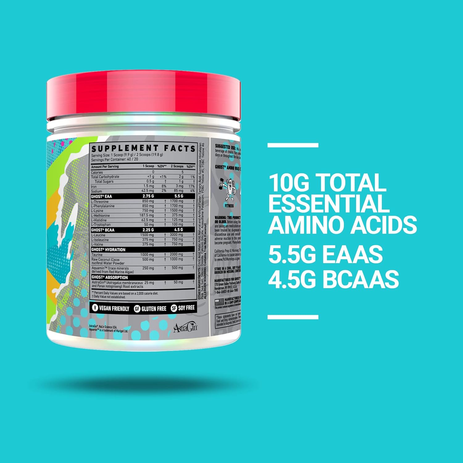 Ghost Essential Amino Acid Supplement 404g  - Blue Raspberry