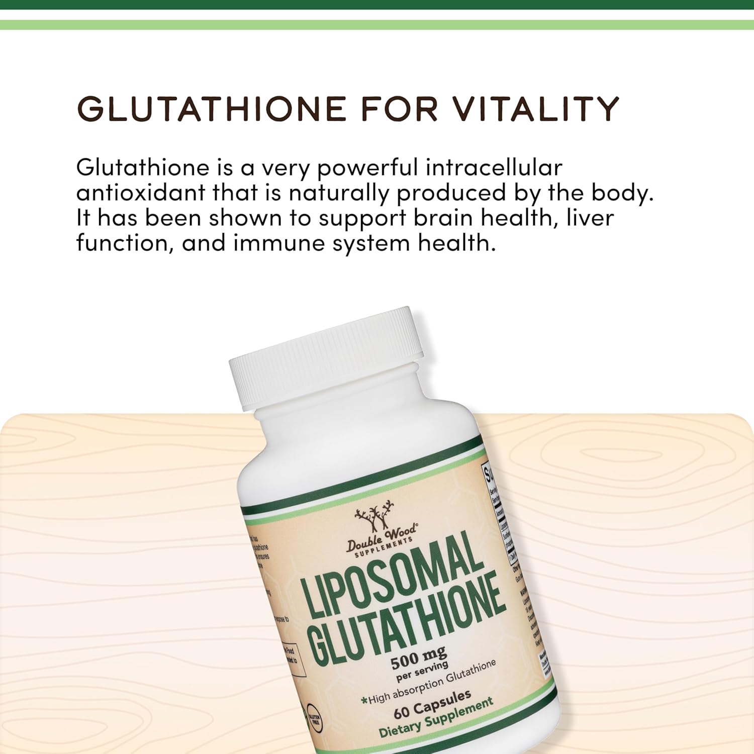 Double Wood Supplements Liposomal Glutathione 500mg - 60 Capsules