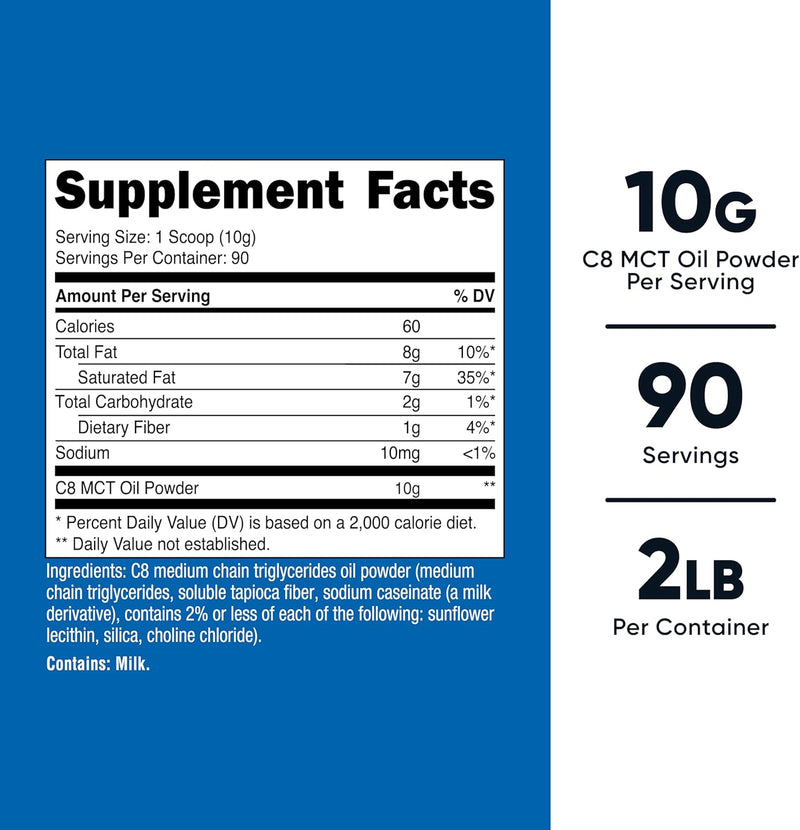 Nutricost C8 MCT Oil Powder 2lb - 95% C8 MCT Oil Powder