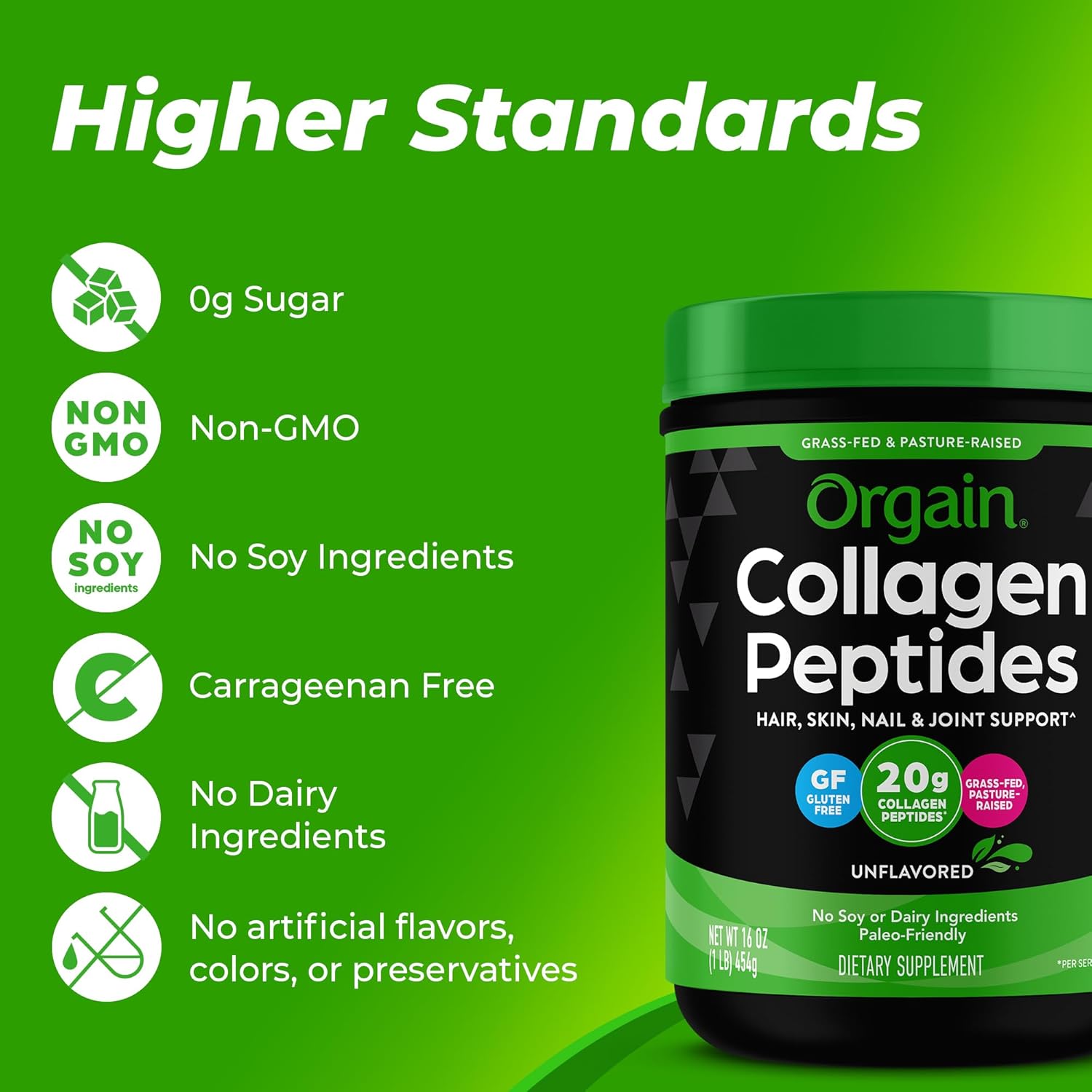 Orgain Hydrolyzed Collagen Peptides Powder 1lb - Unflavoured