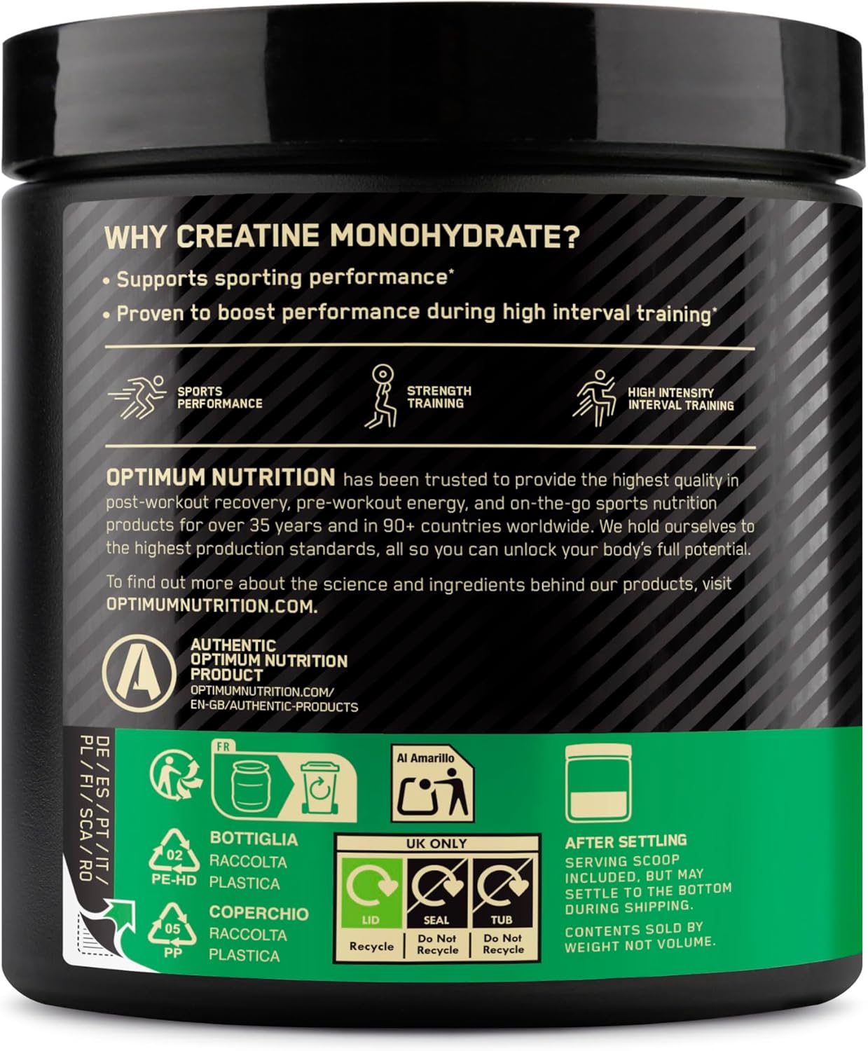 Optimum Nutrition Micronised Creatine Powder 247.5g - 3g creatine monohydrate per serving, muscle support for high intensity training