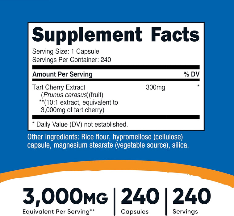 Nutricost Tart Cherry Extract 240 Vegetarian Capsules - Gluten Free, Non-GMO