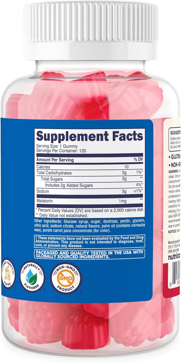 Nutricost Kids Melatonin 1mg Strawberry Flavoured Gummies - 120 Gummies