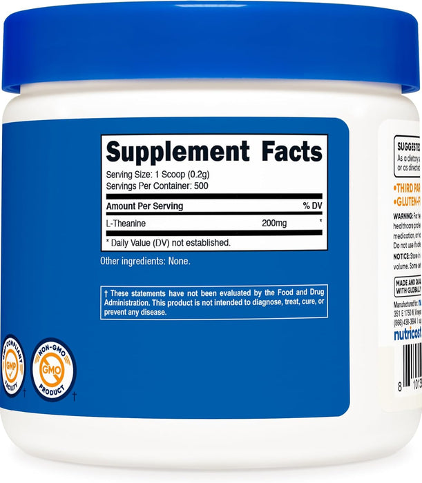 Nutricost L-Theanine Powder 100 Grams - Gluten Free & Non-GMO