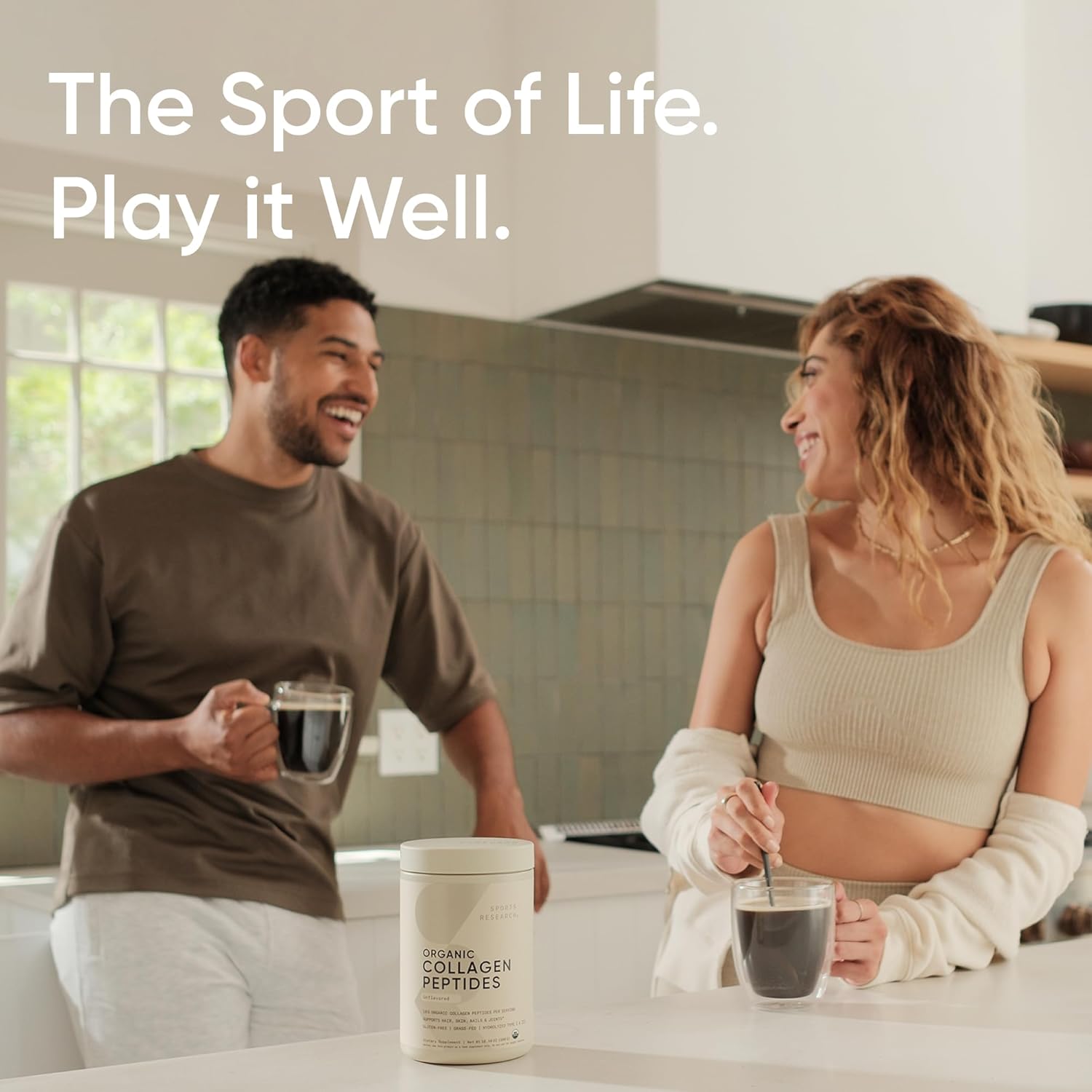 Sports Research Organic Collagen Peptides, Dark Chocolate, 480g - Hydrolyzed Type I & III Collagen Protein Powder with Amino Acids