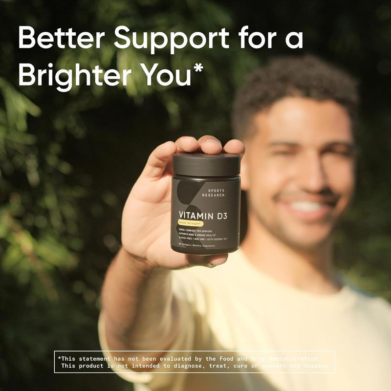 Sports Research Vitamin D3 2000iu, 360 softgels - Vitamin D for Strong Bones & Immune Health - Supports Calcium Absorption