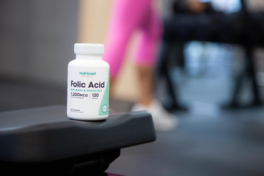 Nutricost Folic Acid for Women with Biotin and Vitamin B12, 120 Capsules - Veggie Caps, Non-GMO & Gluten Free