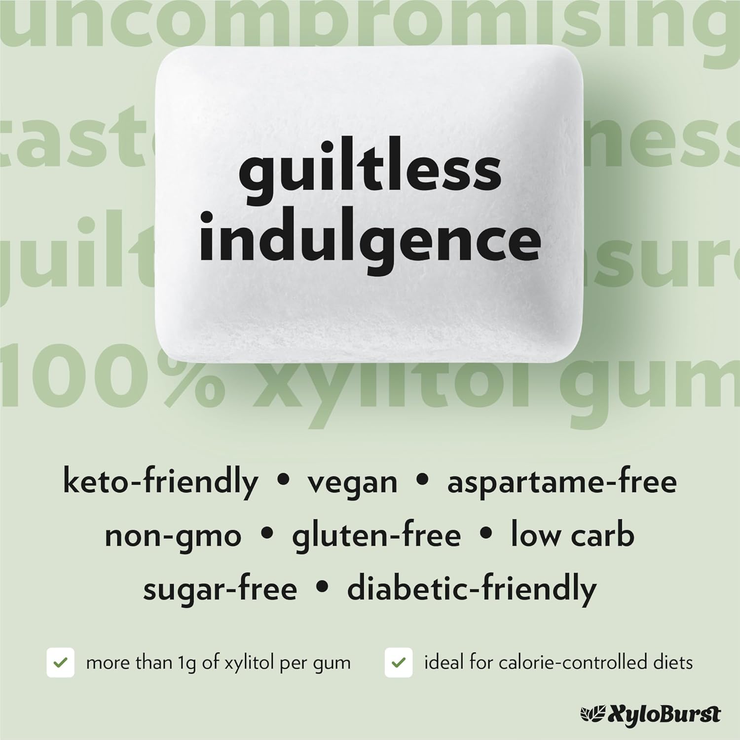 XyloBurst Xylitol Green Tea Chewing Gum - 100 pieces