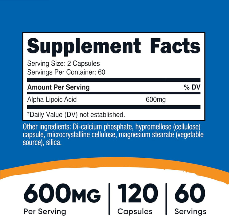 Nutricost Alpha Lipoic Acid 60 Servings - Plant Based Caps, Non-GMO