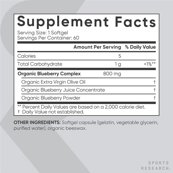 Sports Research Blueberry Concentrate Fruit Complex 800mg, 60 softgels