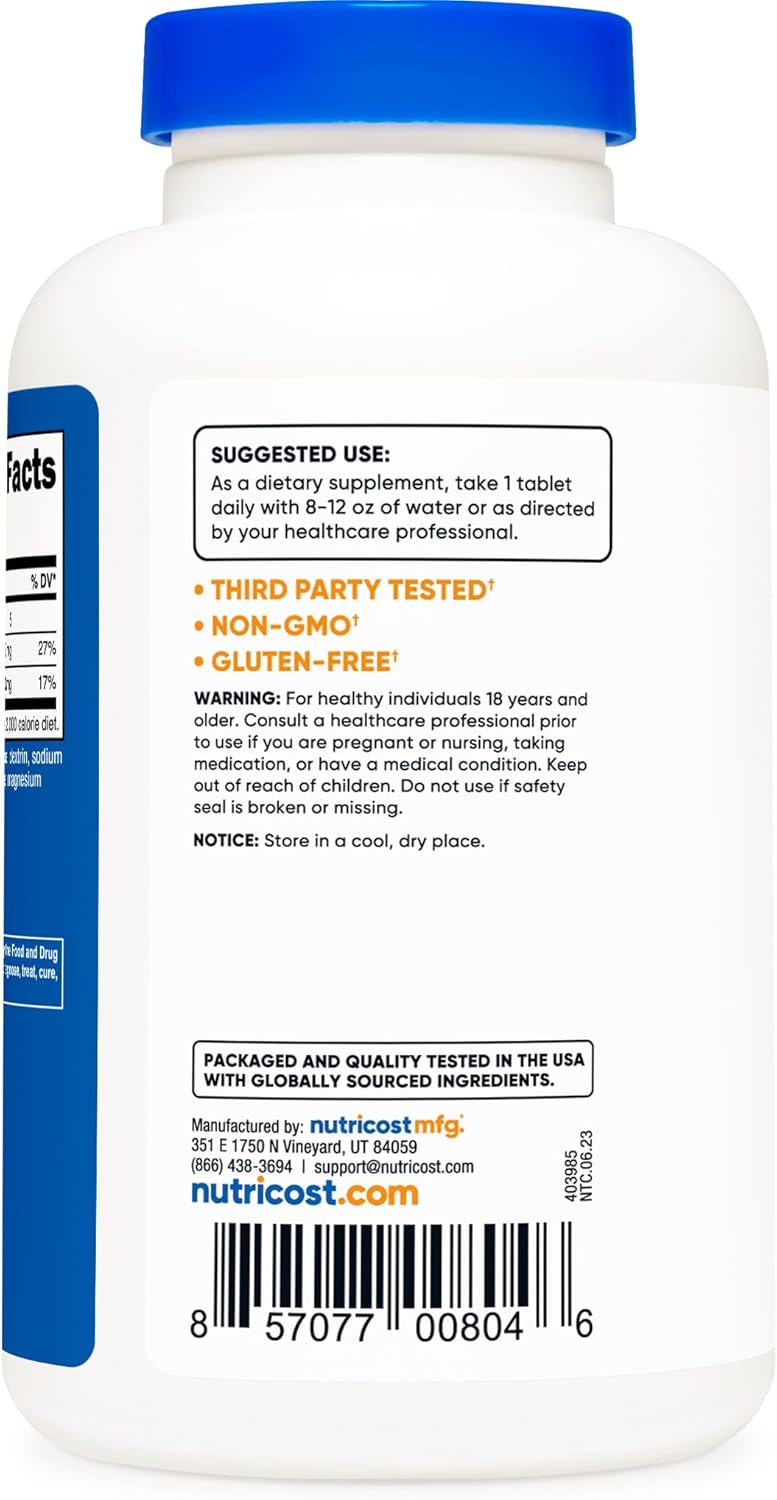 Nutricost Sodium Chloride 1000mg, 240 Tablets - Salt Tablets, Non-GMO, Gluten Free