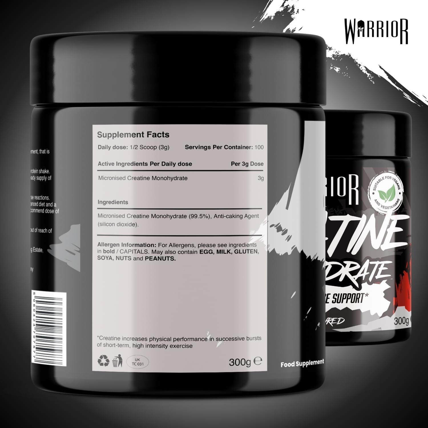 Warrior Creatine Monohydrate Powder 300g - Unflavoured