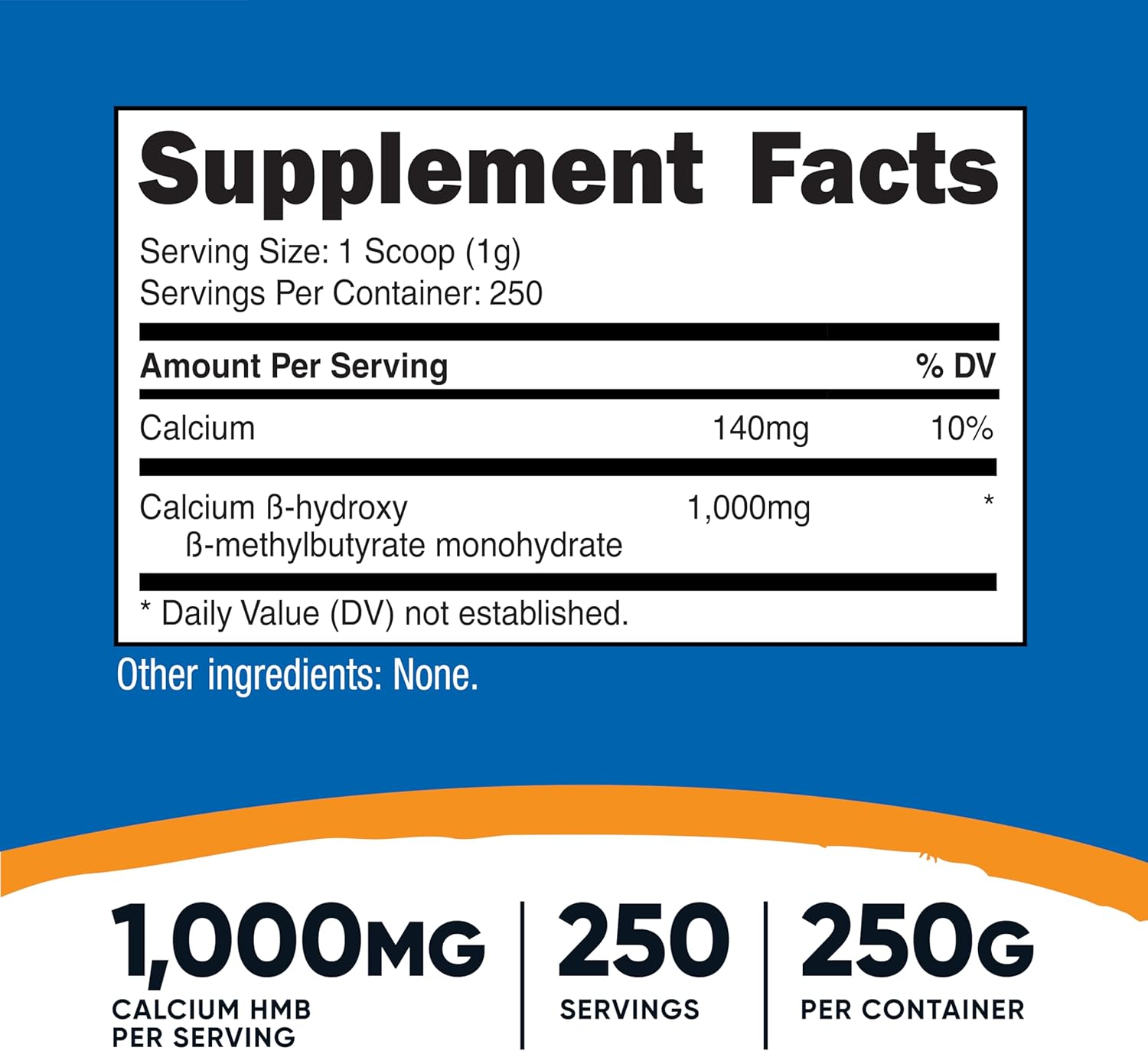 Nutricost HMB Powder (Beta-Hydroxy Beta-Methylbutyrate) 250g - Gluten Free & Non-GMO