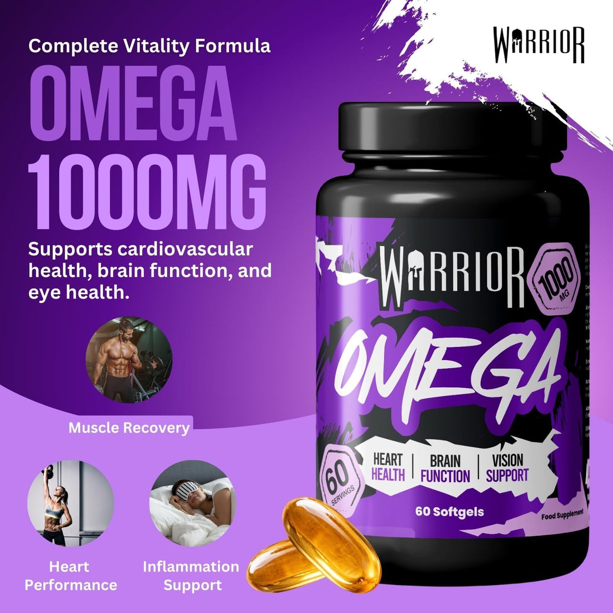 Warrior Omega 3 Fish Oil 1000mg - 60 softgels