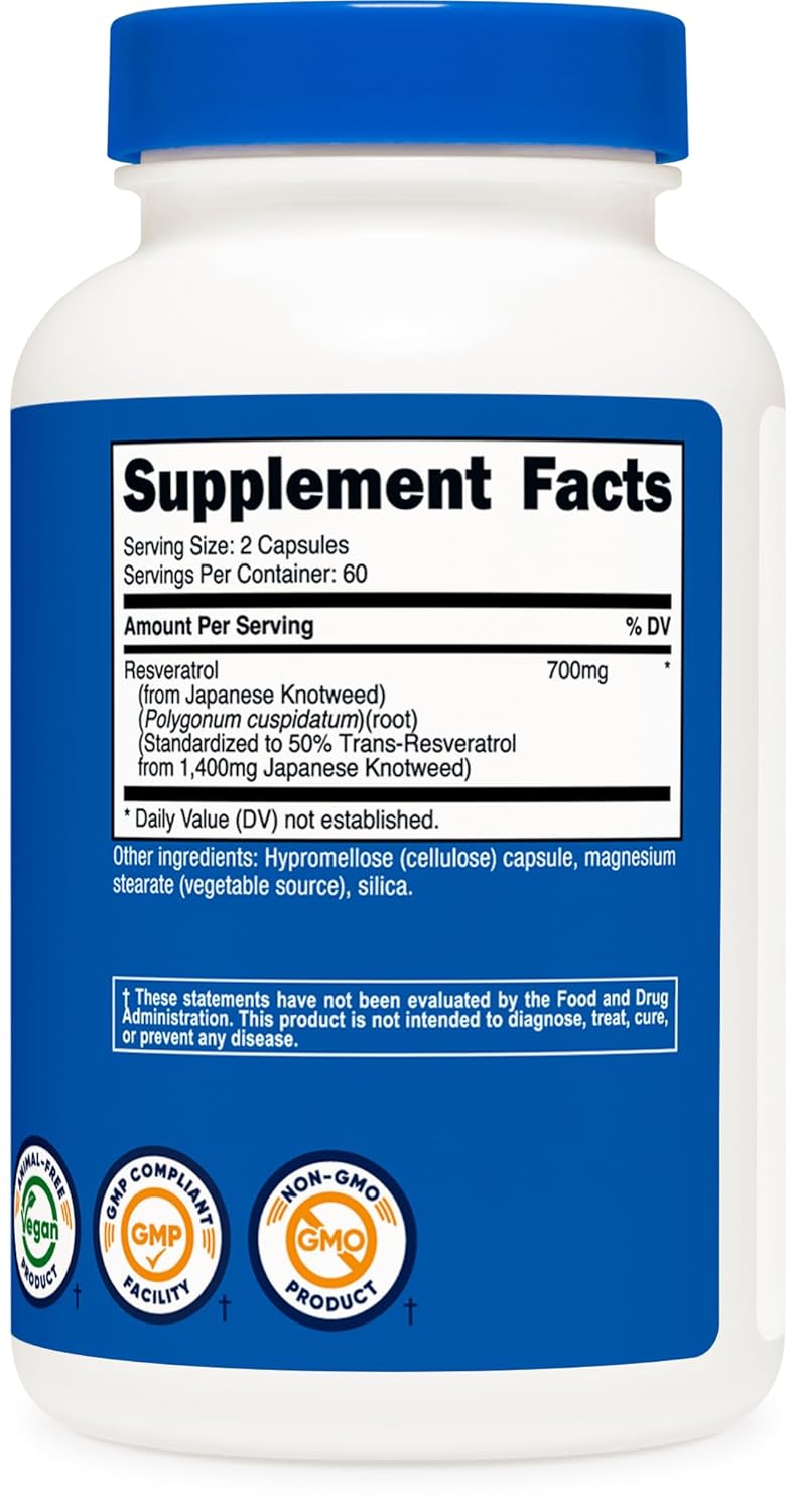 Nutricost Resveratrol 700mg, 120 Capsules - Vegan, Gluten Free, Non-GMO