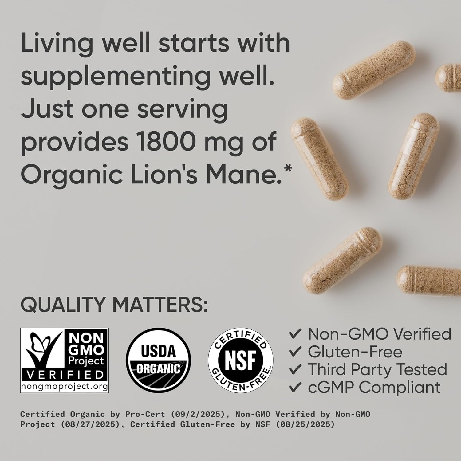 Sports Research Organic Lion's Mane 1800mg - 90 Veggie Capsules