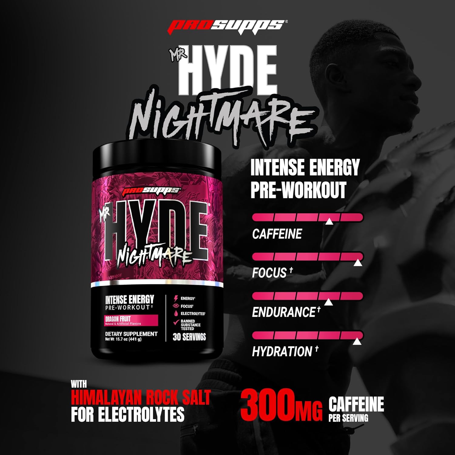 ProSupps Hyde Nightmare Pre Workout Powder 30 serving - Intense Energy, Mental Focus and High Performance