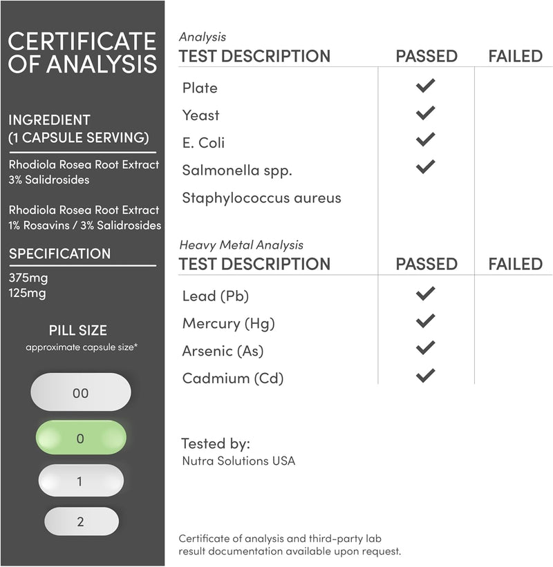Double Wood Supplements Rhodiola Rosea 500mg - 120 Vegan Capsules