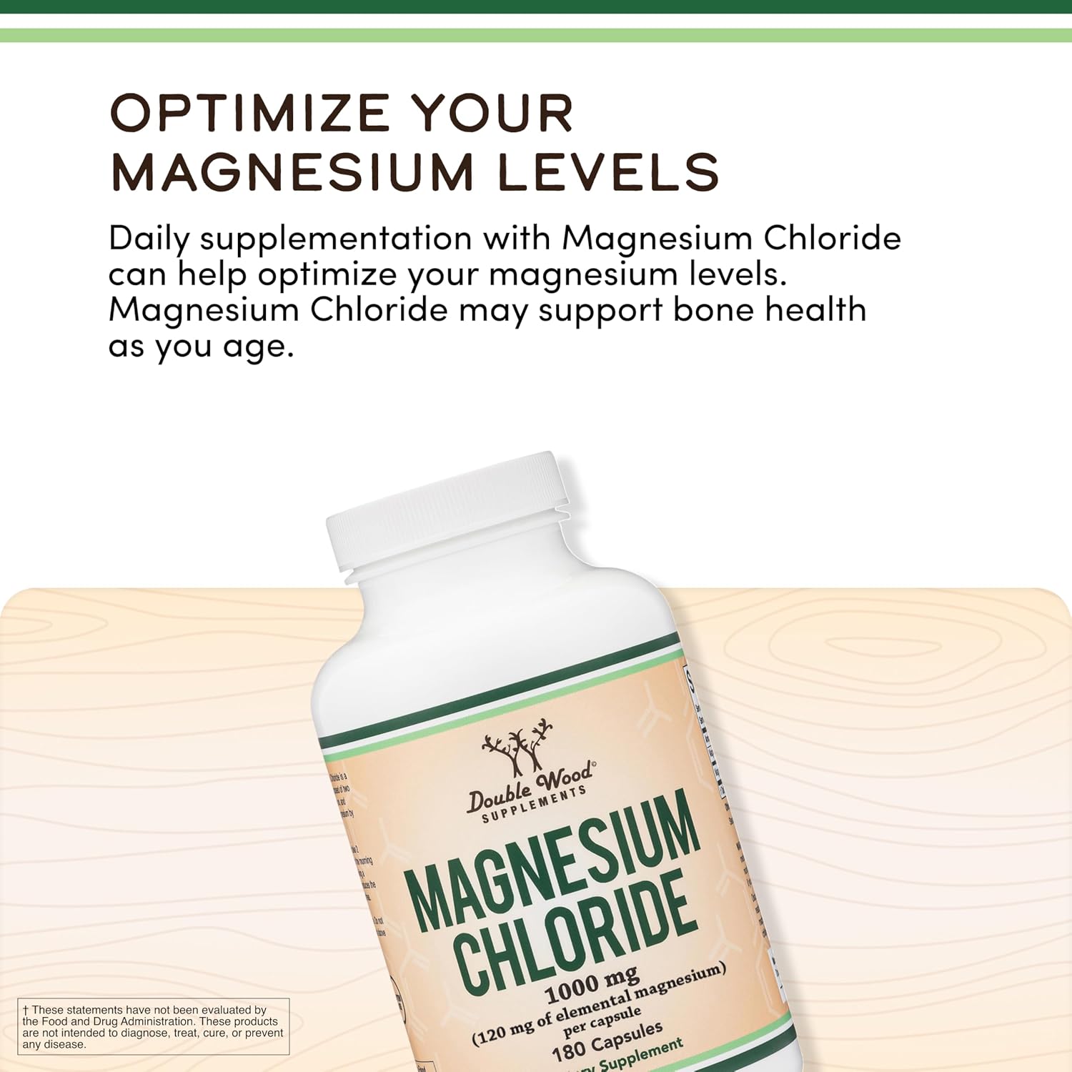 Double Wood Supplements Magnesium Chloride 1000mg - 180 Capsules