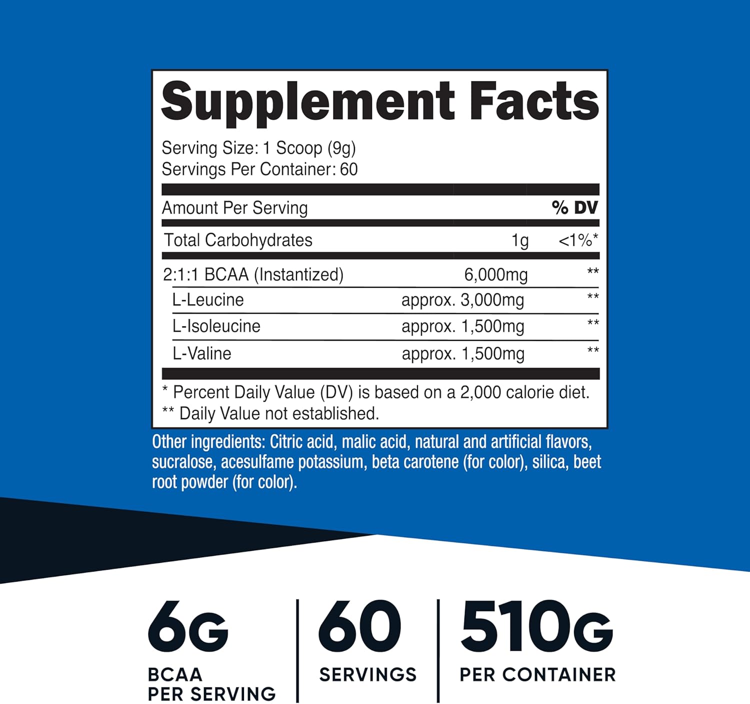 Nutricost BCAA Powder 60 Servings - Orange Mango