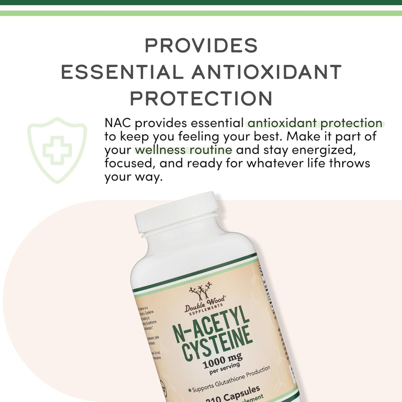 Double Wood Supplements N-Acetyl Cysteine(NAC) 1000mg - 210 Capsules