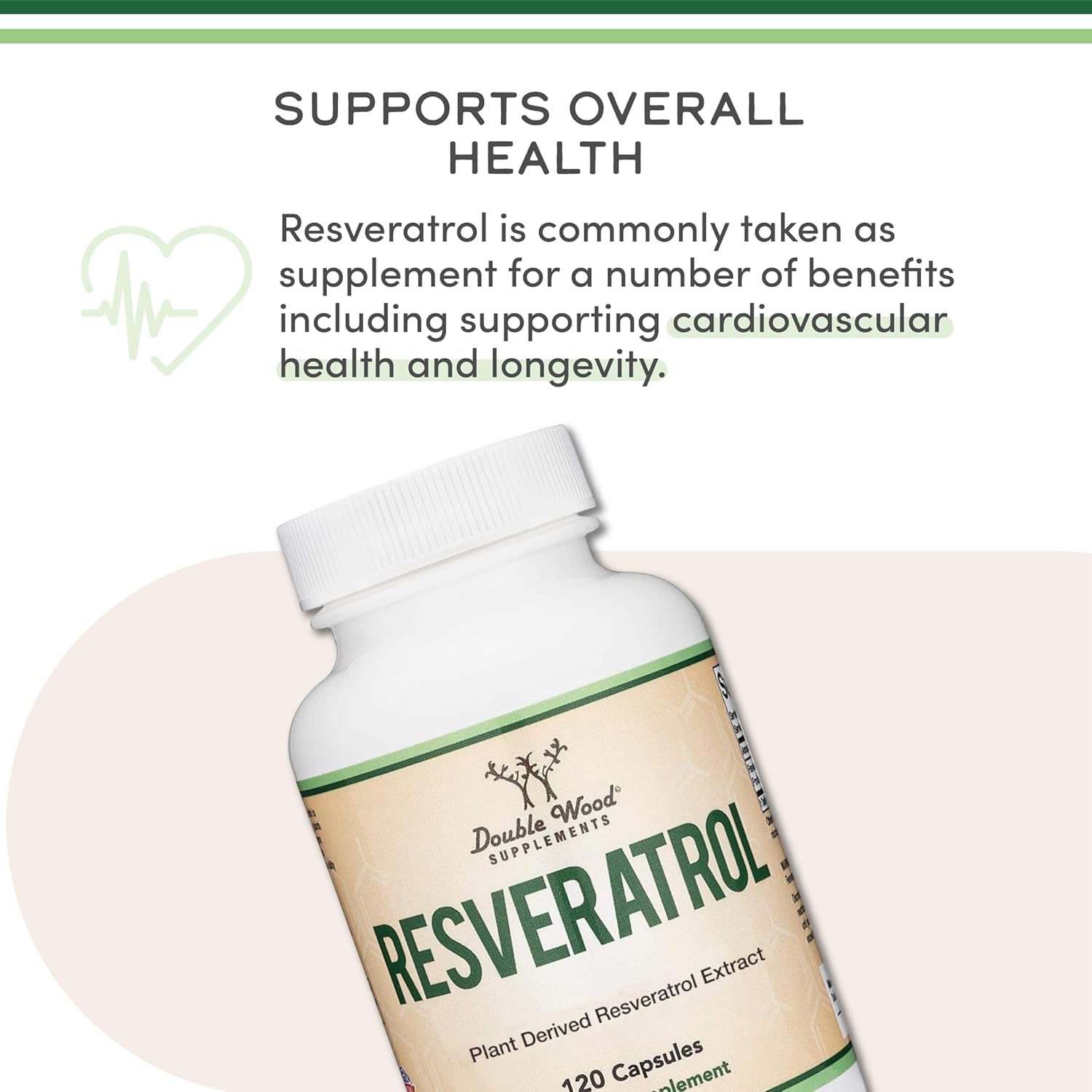 Double Wood Supplements Resveratrol 500mg - 120 Capsules