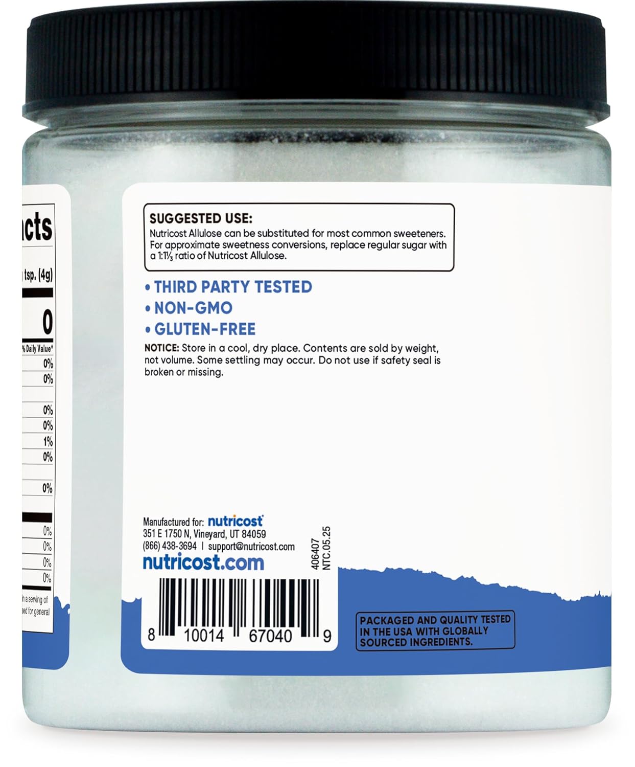 Nutricost Allulose Sweetener 1lb - KETO Sugar, 0 Calorie, Low Carb