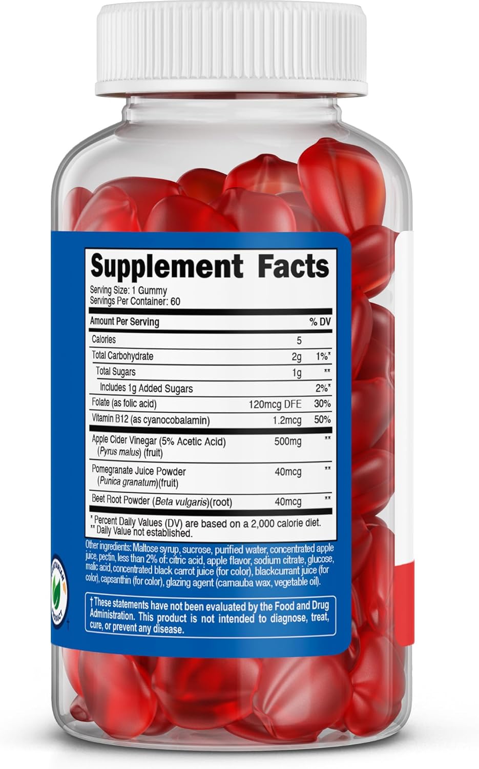 Nutricost Apple Cider Vinegar 500mg, 60 Apple Gummies - Gluten Free, Non-GMO, No Corn Syrup