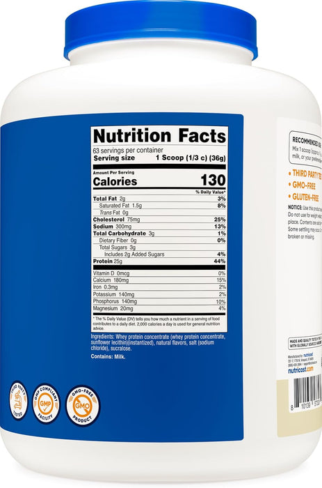 Nutricost Whey Protein Concentrate 5lb - Gluten Free & Non-GMO