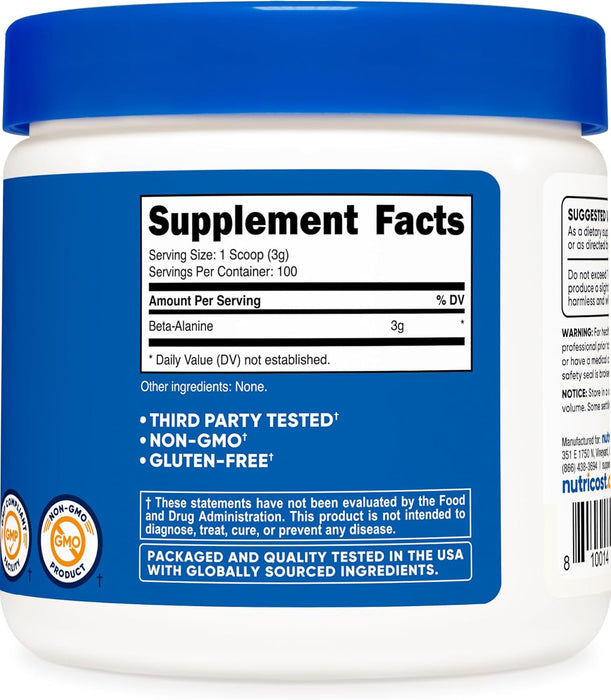 Nutricost Beta Alanine Powder - 3 Grams Per Serving