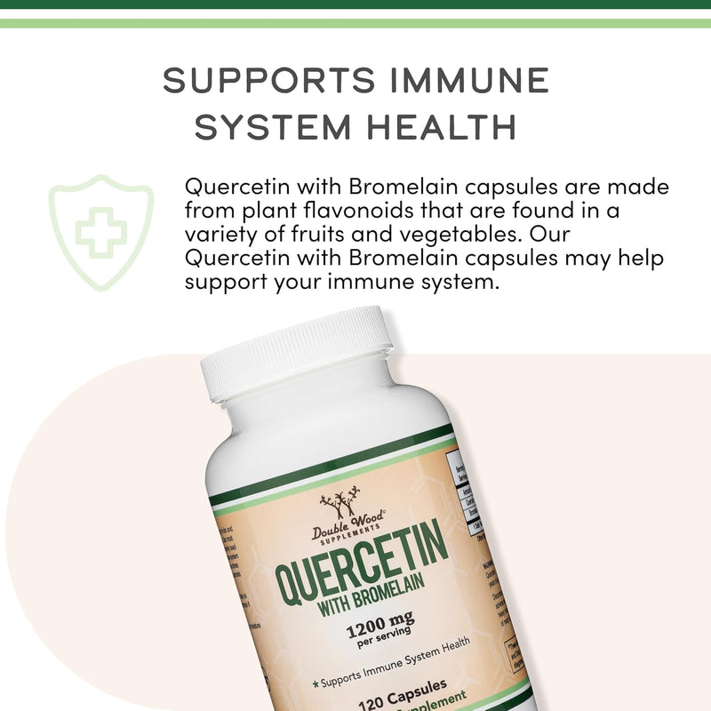 Double Wood Supplements Quercetin with Bromelain 1200mg - 120 Capsules