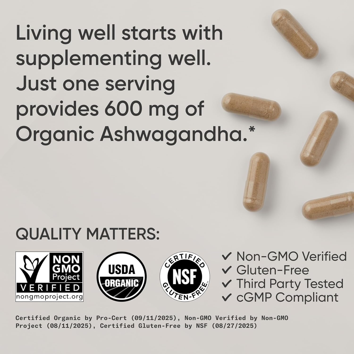 Sports Research Organic Ashwagandha 600mg - 90 Veggie Capsules