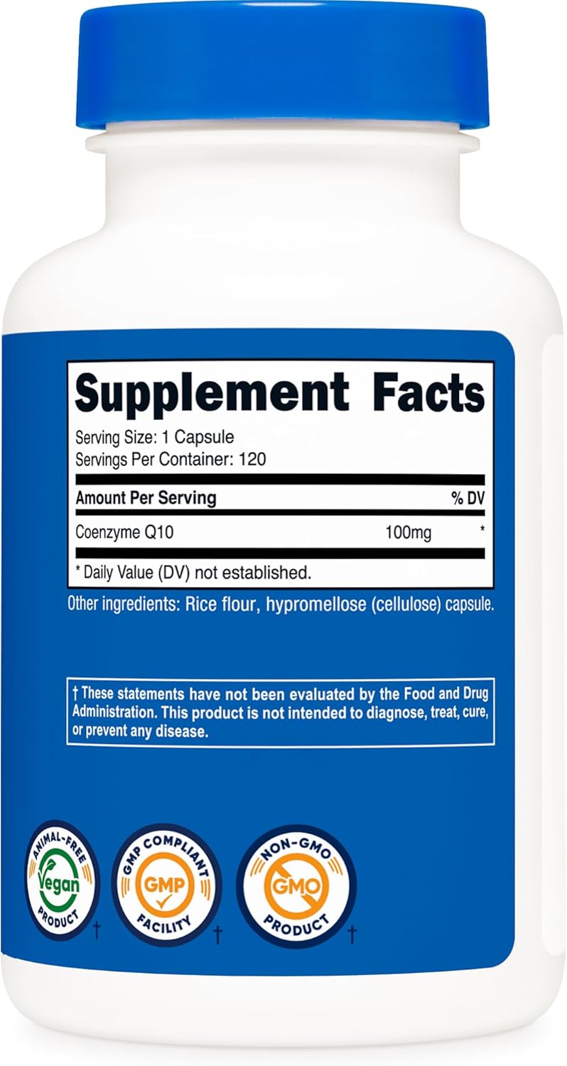 Nutricost CoQ10 100mg, 120 Vegetarian Capsules - High Absorption, Vegetarian, Non-GMO, Coenzyme Q10
