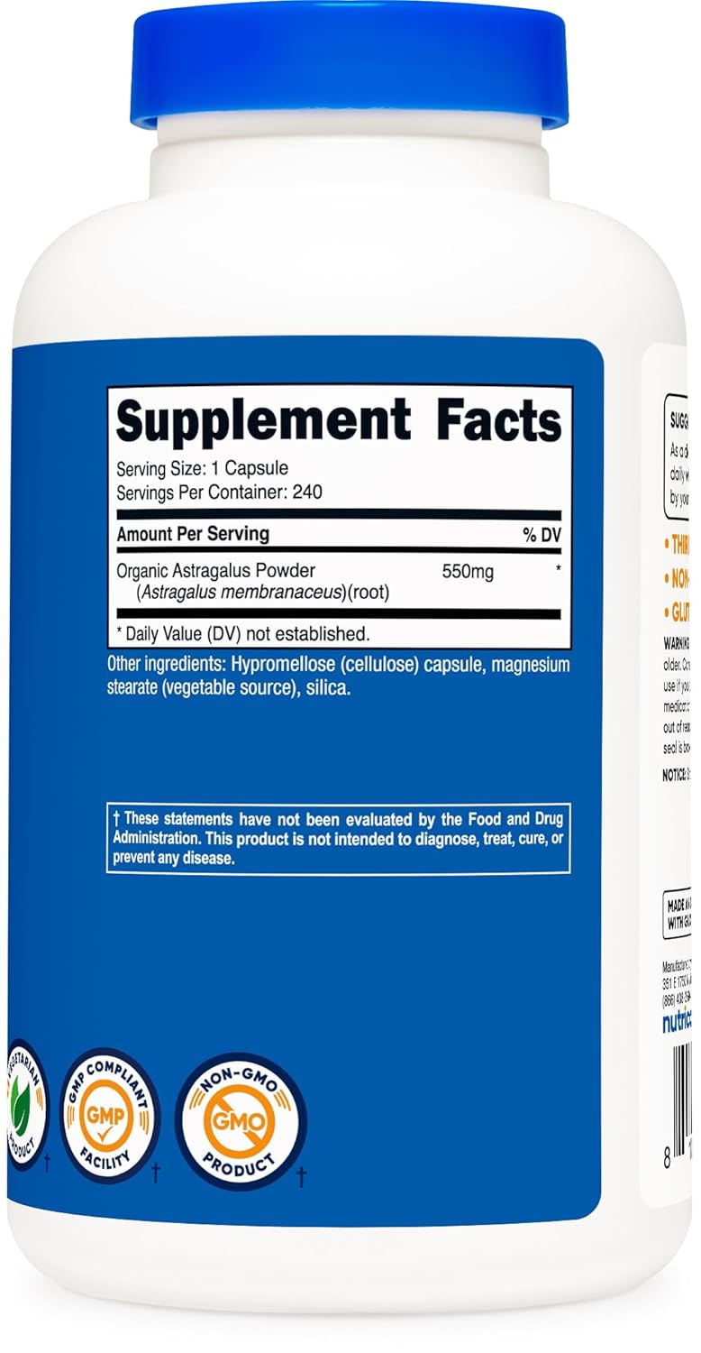 Nutricost Astragalus Capsules 550mg, 240 Capsules - Non-GMO and Gluten Free
