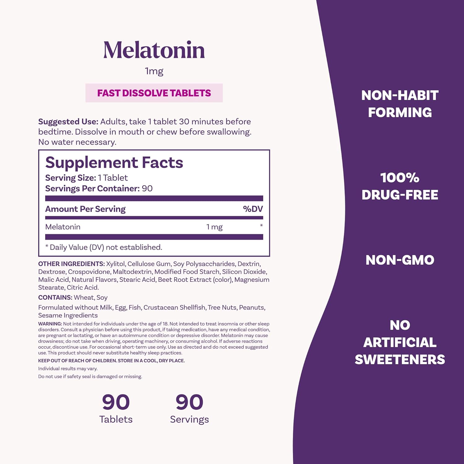 Natrol Fast Dissolve Melatonin 1mg, Strawberry - 90 Tablets
